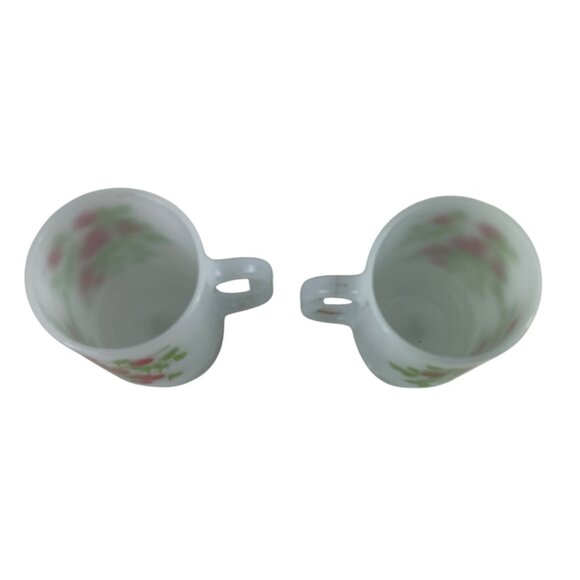 Vintage MCM Milk Glass Pedestal Mugs With Cherry Design Set Of 2 - Picture 6 of 12